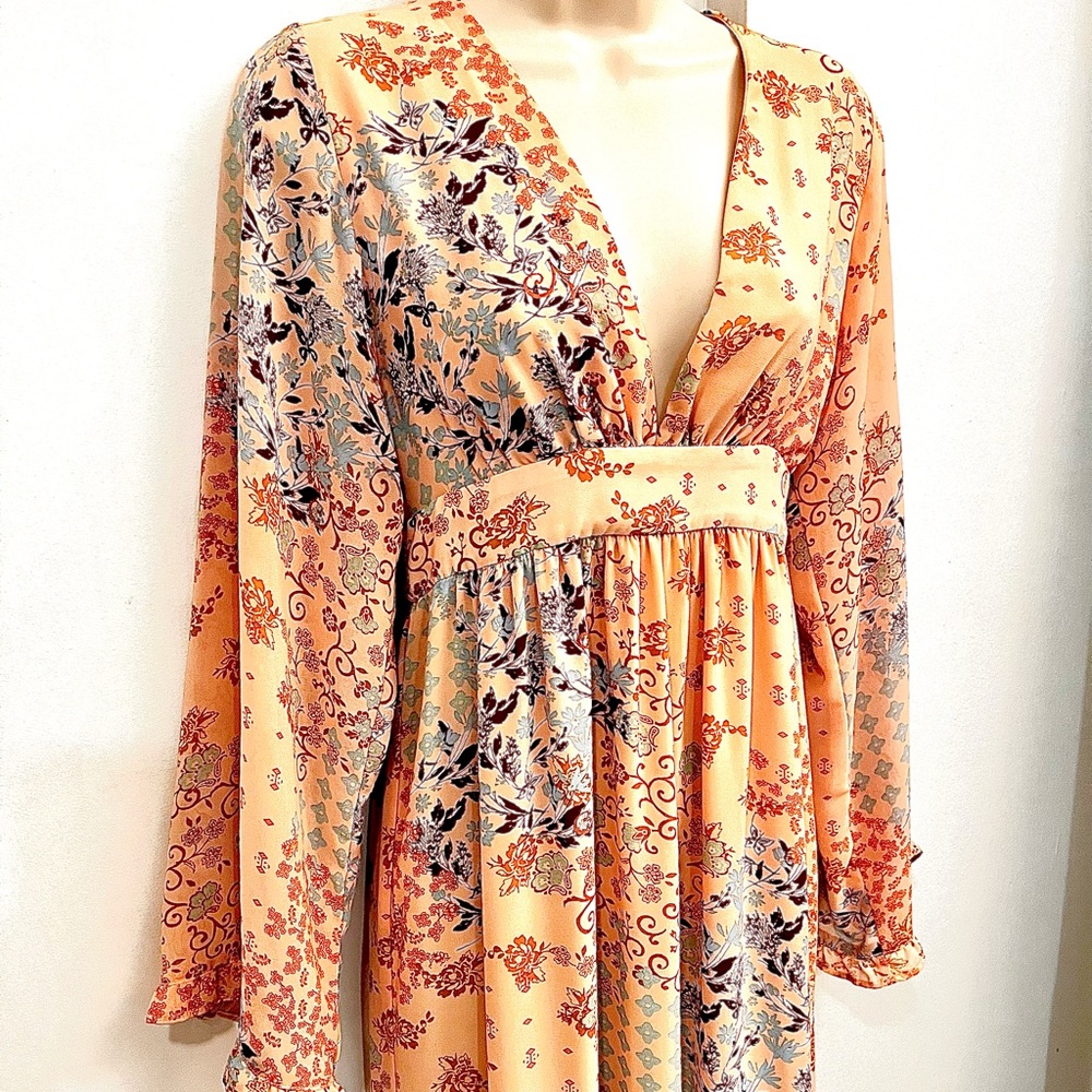 WAYF Dreamy Kimono Long Sleeve Tiered Maxi Dress